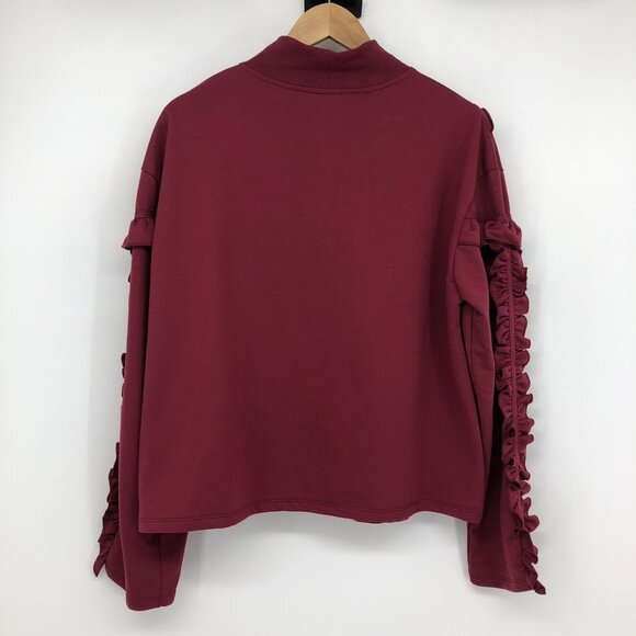 NWT Buffalo David Bitton Womens Ripley Ruffled Turtleneck Berry Burgundy XL - Picture 3 of 15